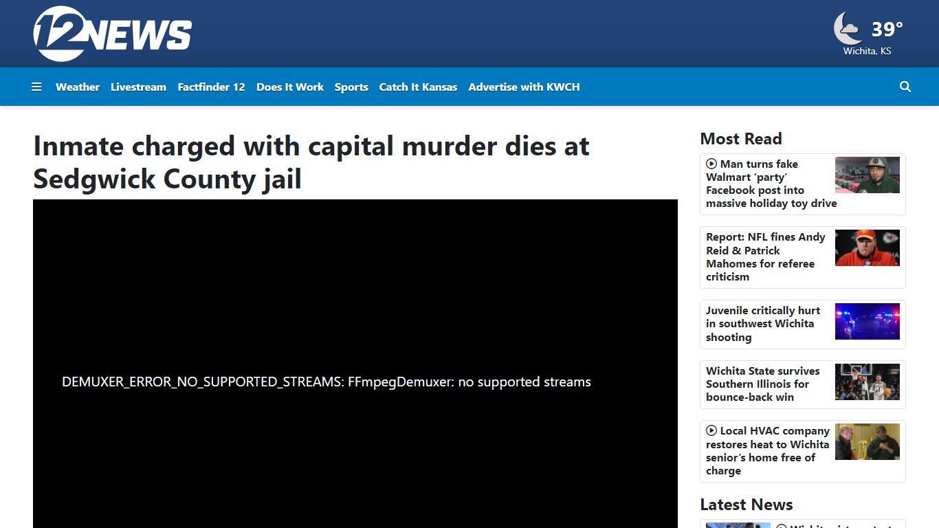 Inmate charged with capital murder dies at Sedgwick County jail - KWCH